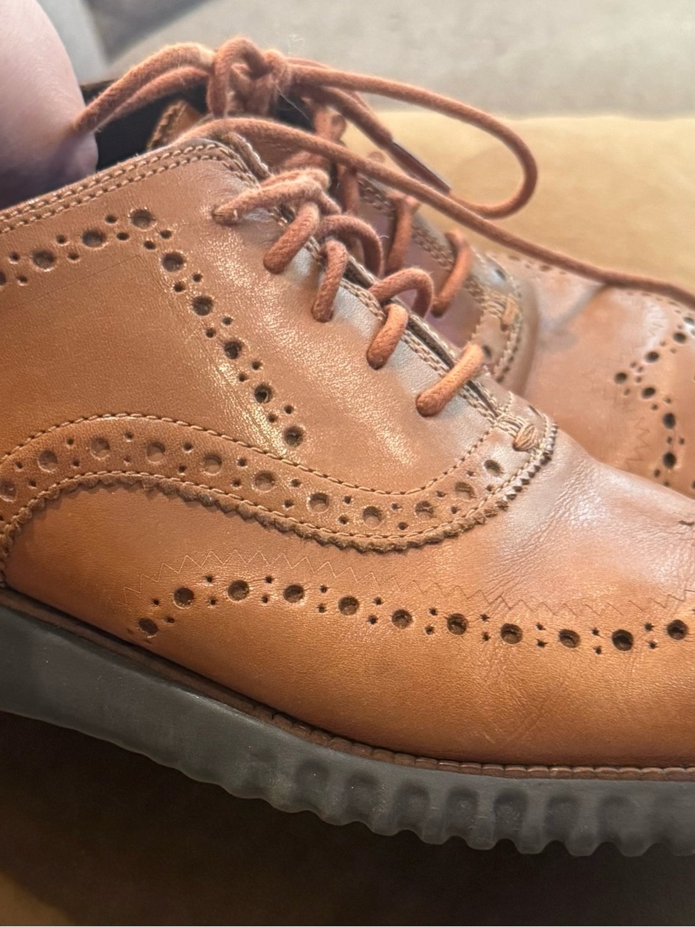 Cole Haan ZERØGRAND Wingtip Oxford Shoes Men's 10.5 M British Tan Leather